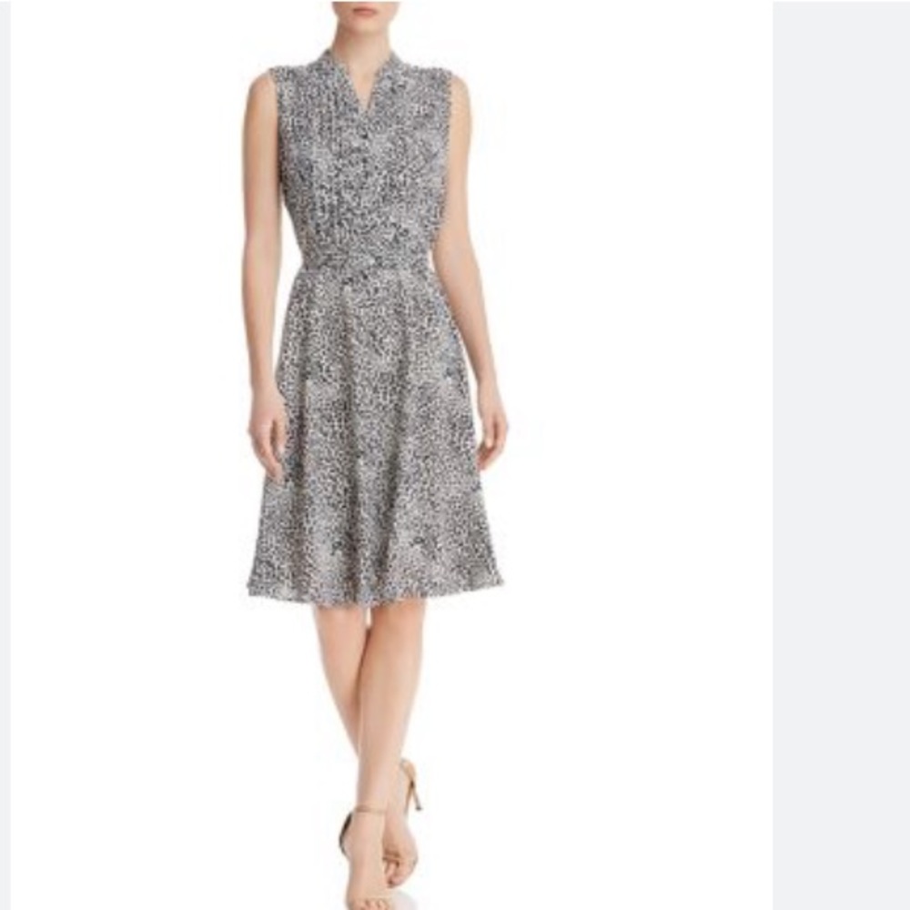 Nannette Nannette Lepore Black and Off-White Leopard Belted A-Line Dress Size 2